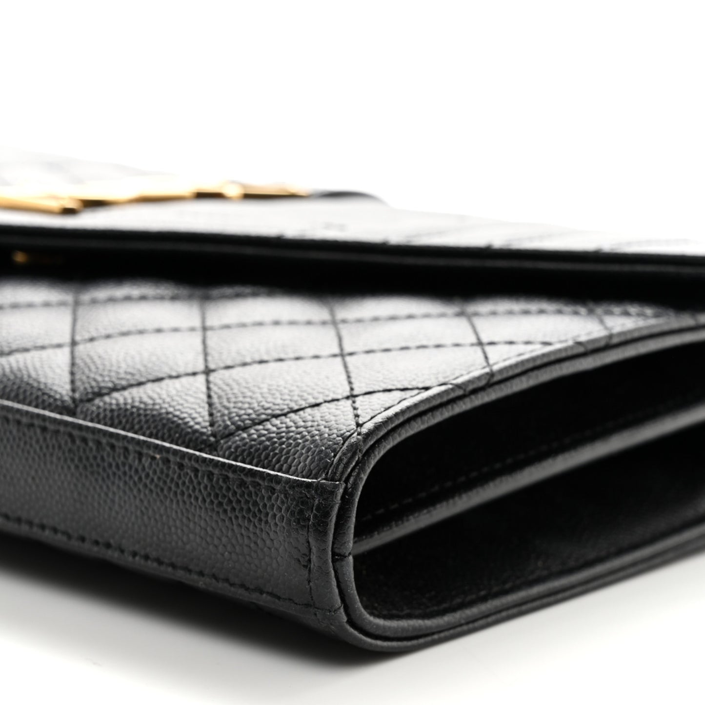 Grain De Poudre Mixed Matelasse Triquilt Monogram Chain Wallet Black