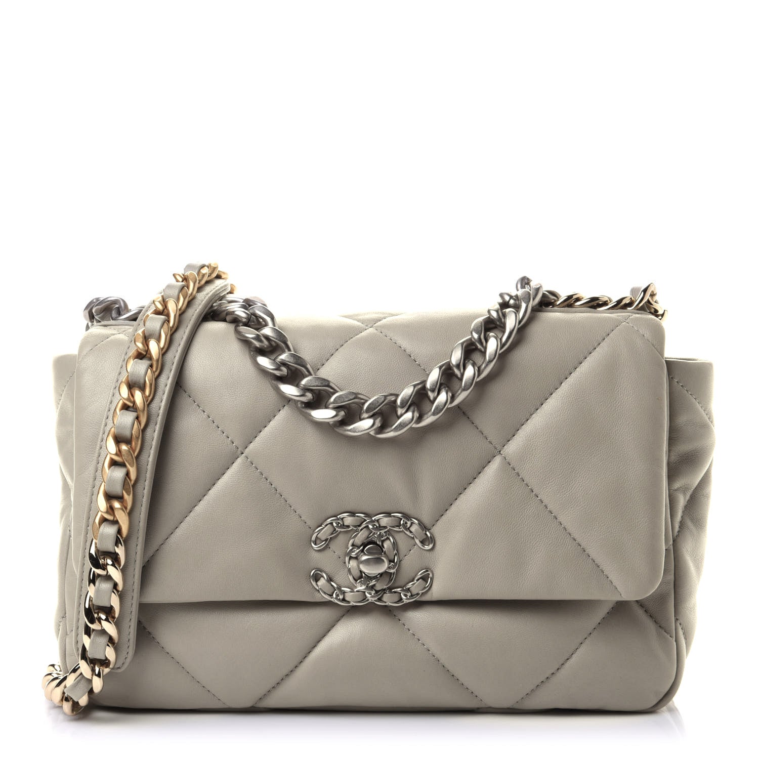 Chanel Lambskin Quilted Medium Chanel 19 Flap Grey 1 of 9