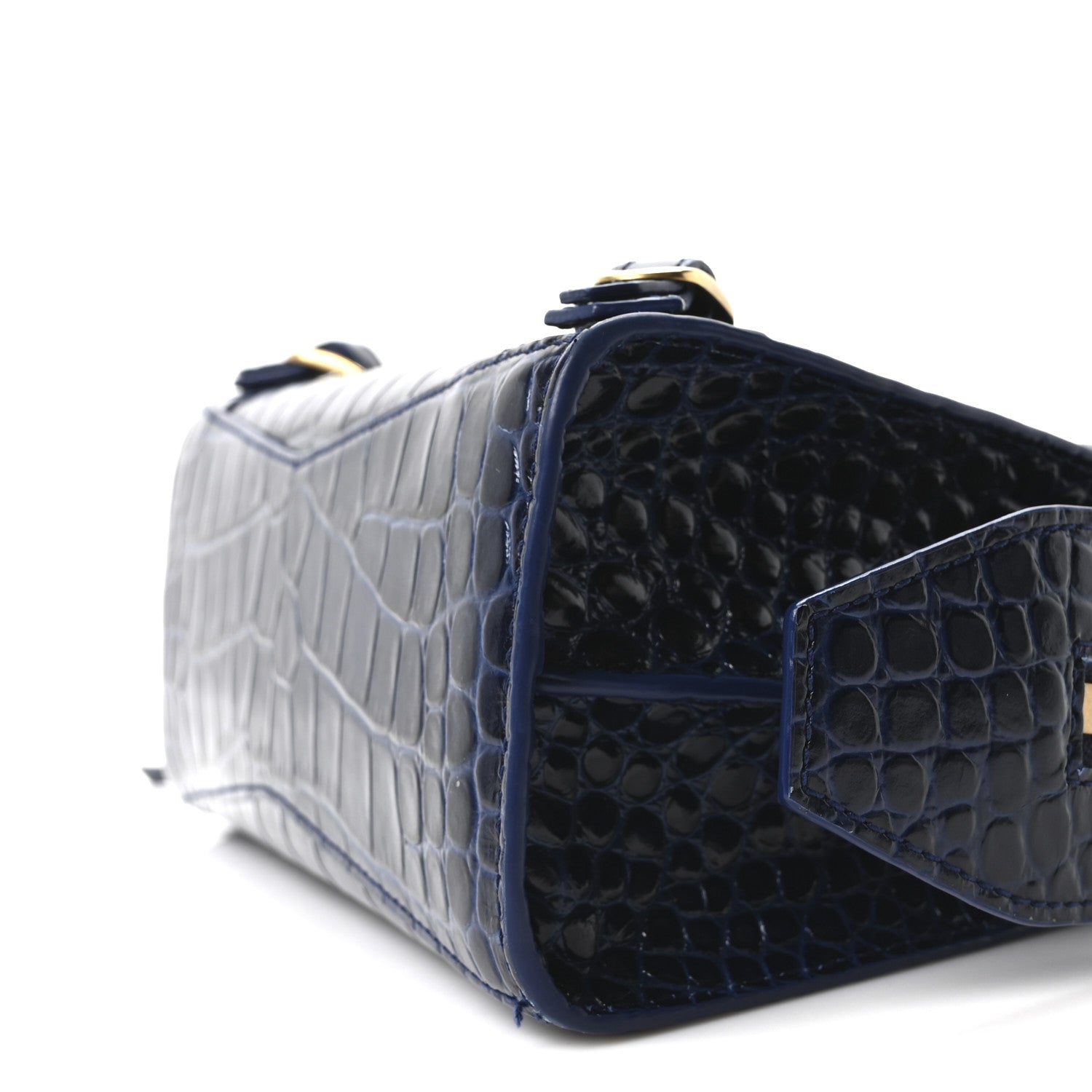 Balenciaga Shiny Supple Calfskin Crocodile Embossed Neo Classic