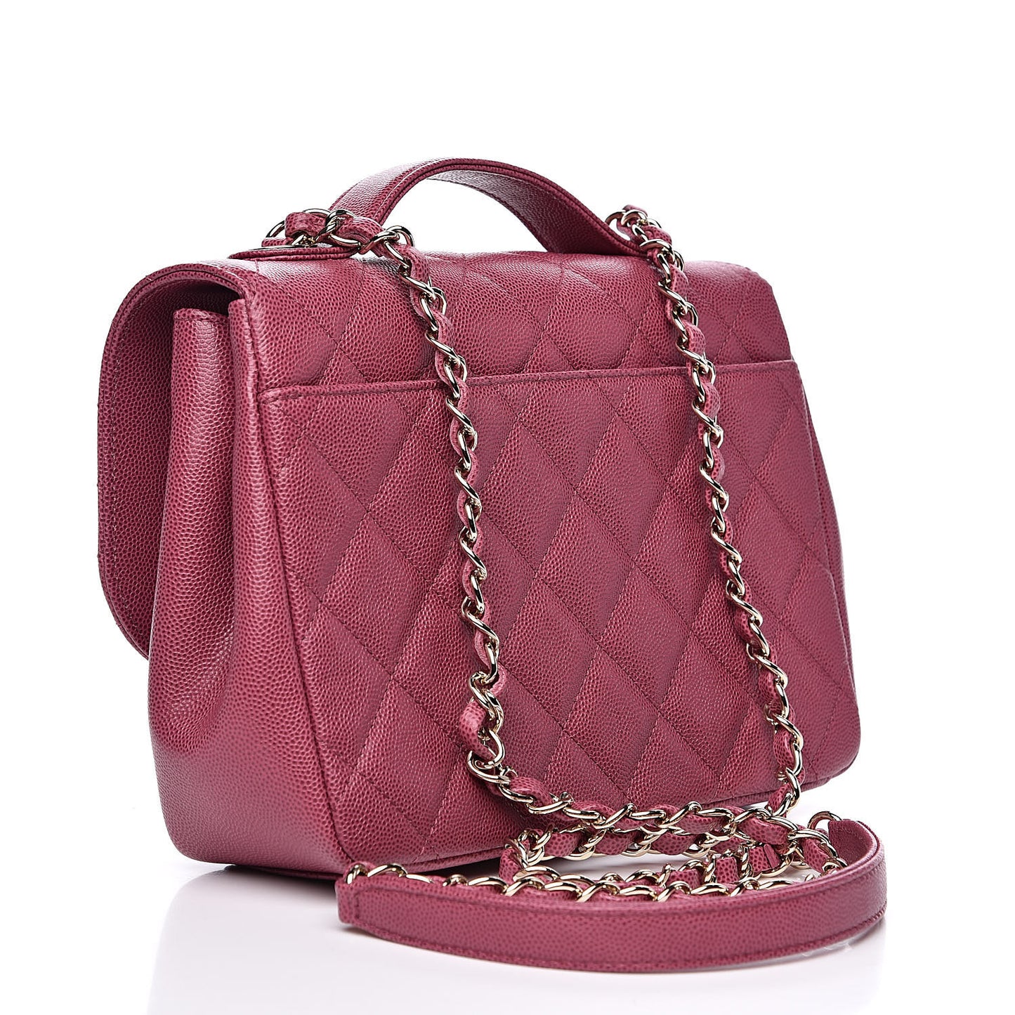 Caviar Quilted Small Business Affinity Flap Dark Pink