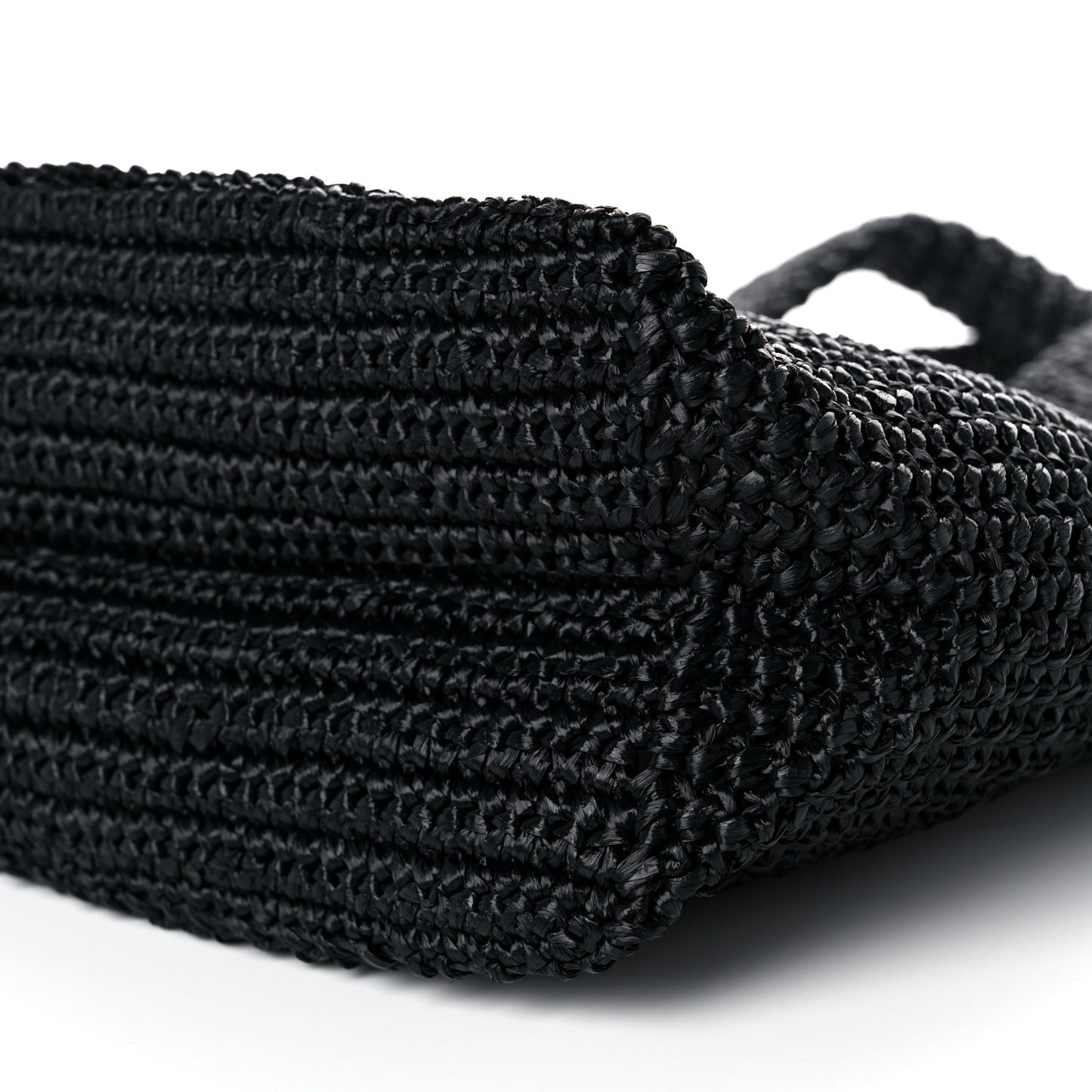 Yarn Raffia Effect Crochet Large Logo Tote Black
