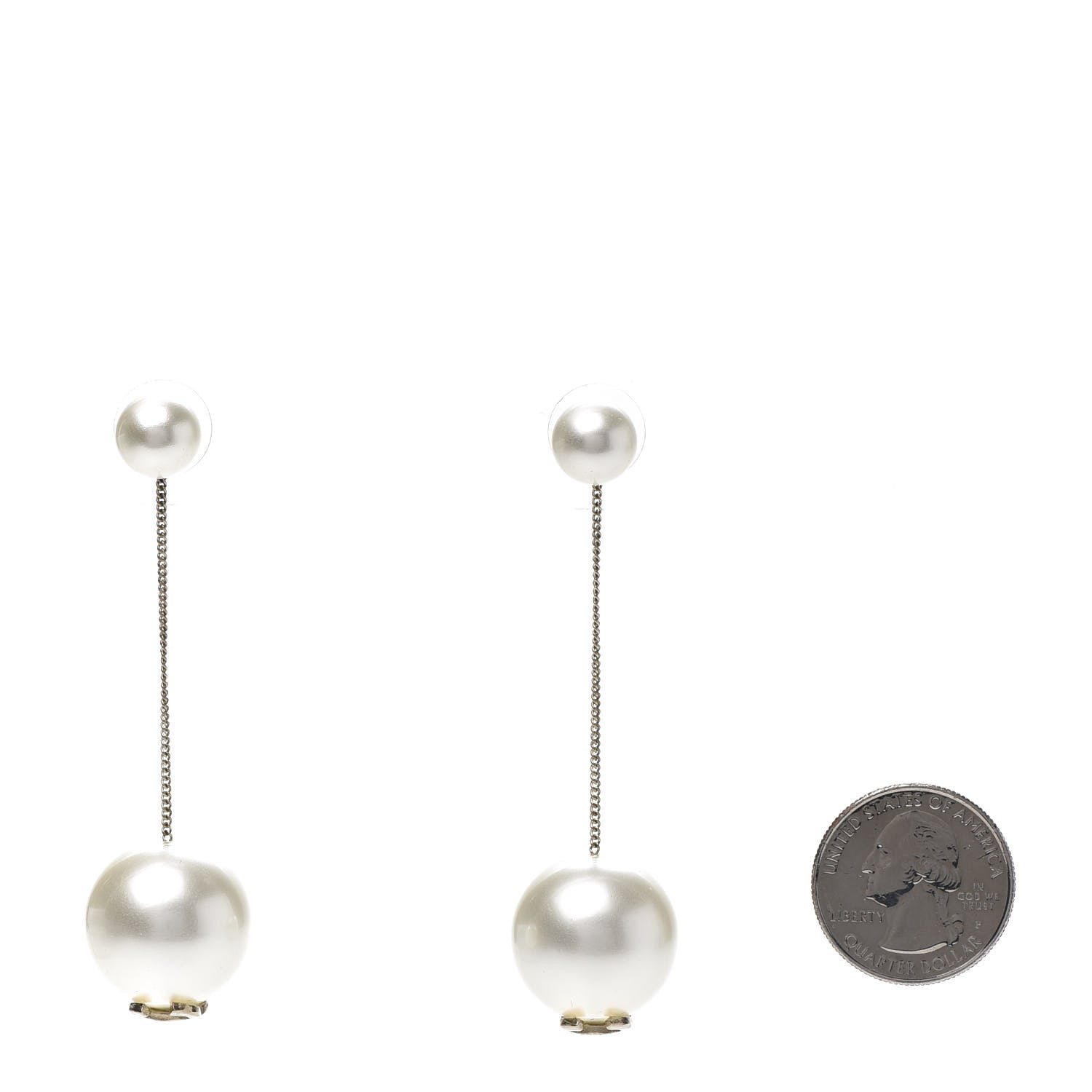 Chanel Pearl CC Chain Drop Earrings Gold 2 of 4