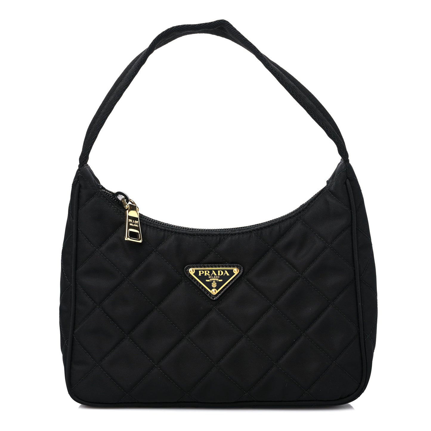 Tessuto Nylon Stitched Shoulder Bag Black