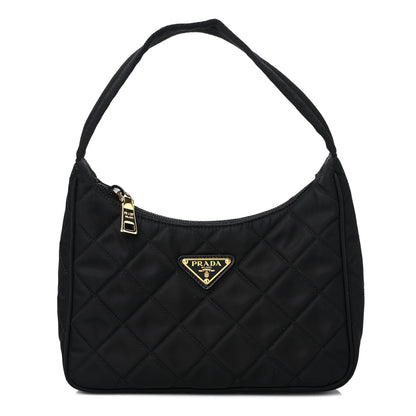 Prada Tessuto Nylon Stitched Shoulder Bag Black 1 of 9