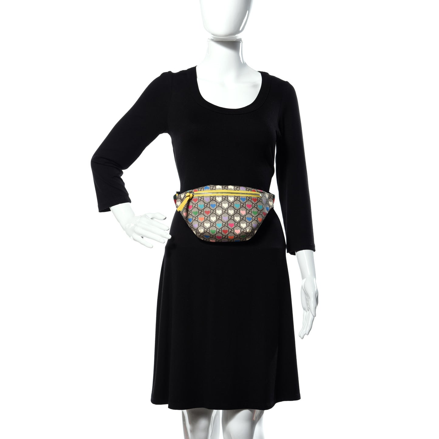 Soft GG Supreme Monogram Hearts Web Childrens Belt Bag Beige Ebony Multicolor Freesia