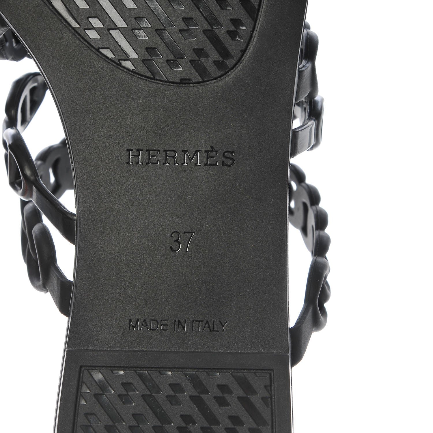 Hermes Rubber Chaine d'Ancre Nude Sandals 37 Black 6 of 8