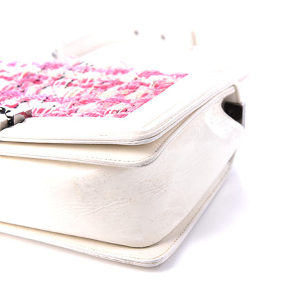 Chanel Patent Tweed Medium Boy Flap White 6 of 12