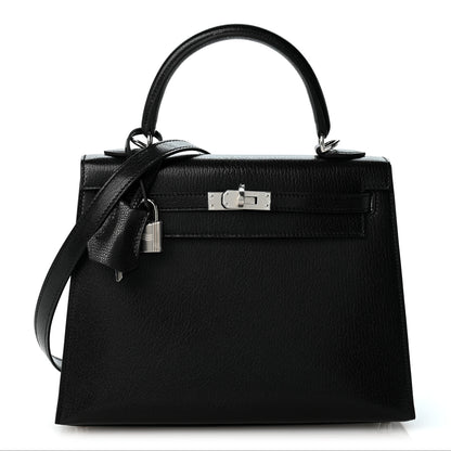 Hermes Chevre Chamkila Kelly Sellier 25 Black 1 of 9