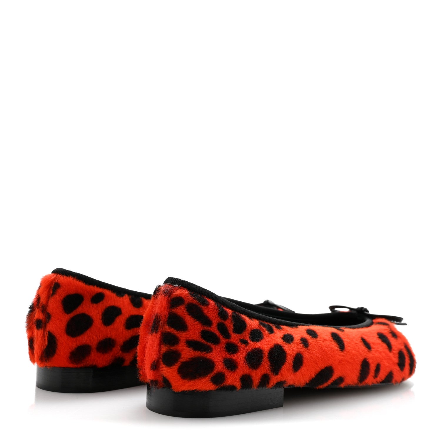 Chanel Lamb Hair Patent Calfskin Cap Toe CC Ballet Flats 38 Orange Black White 5 of 11