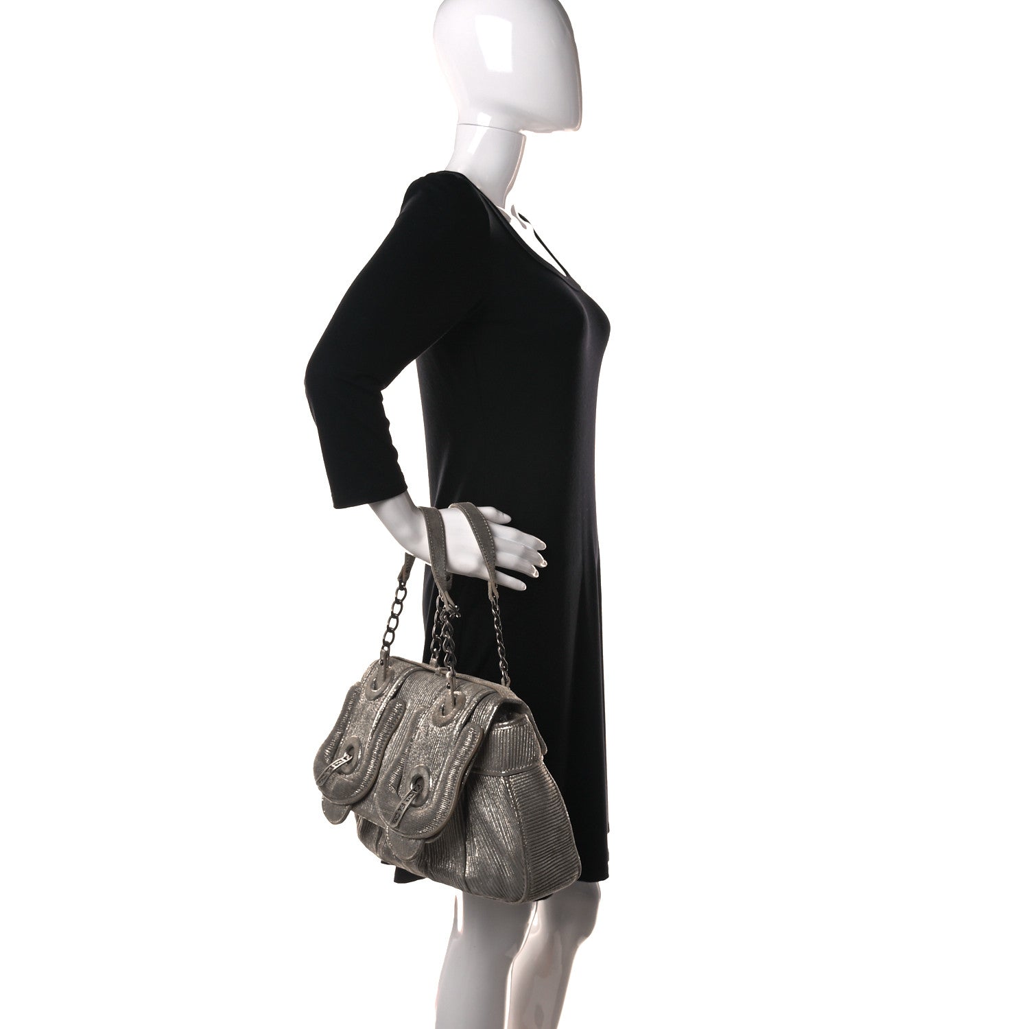 Fendi Metallic Corduroy B Bag Gold 3 of 10