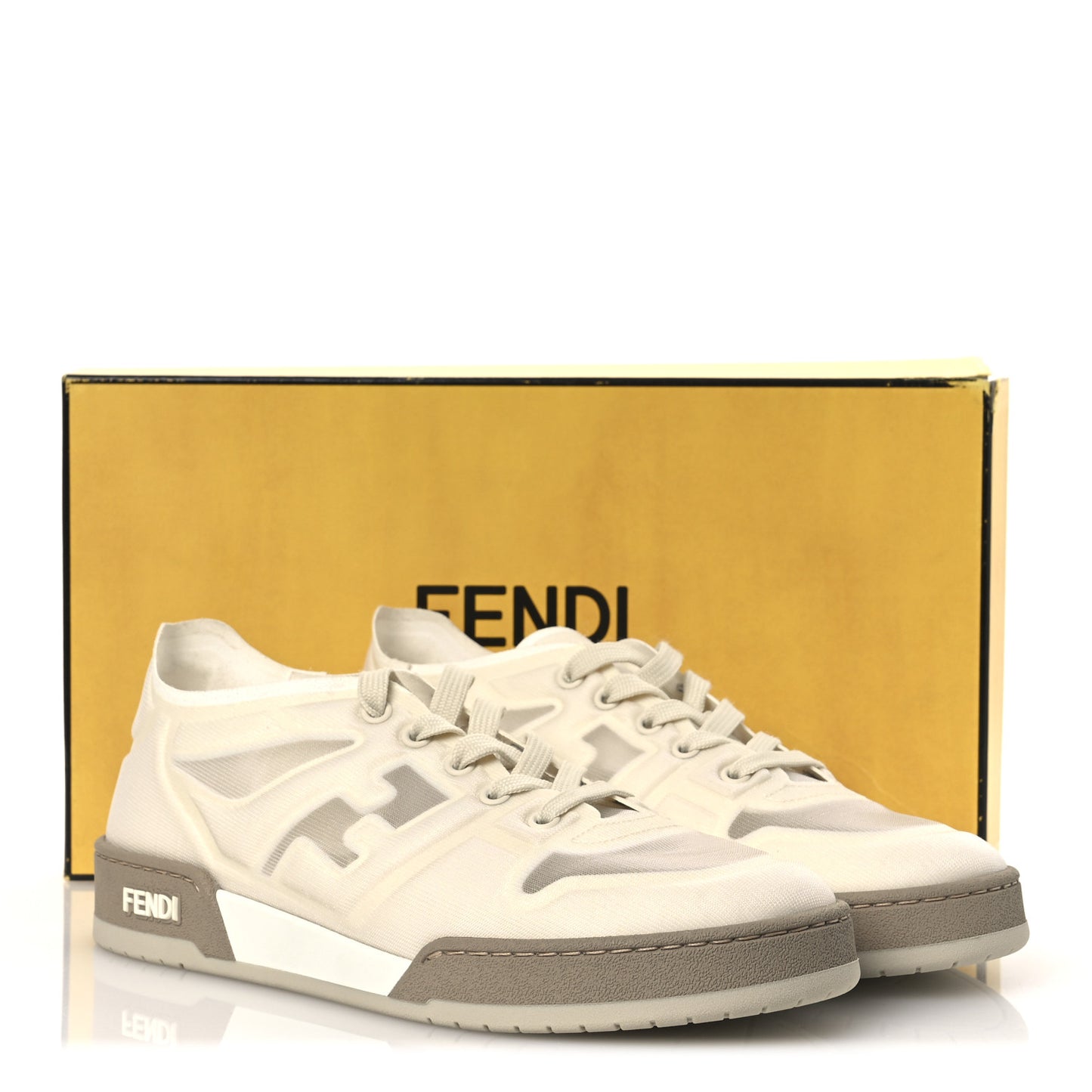 Fabric Mesh Fendi Match Low Top Sneakers 40 White