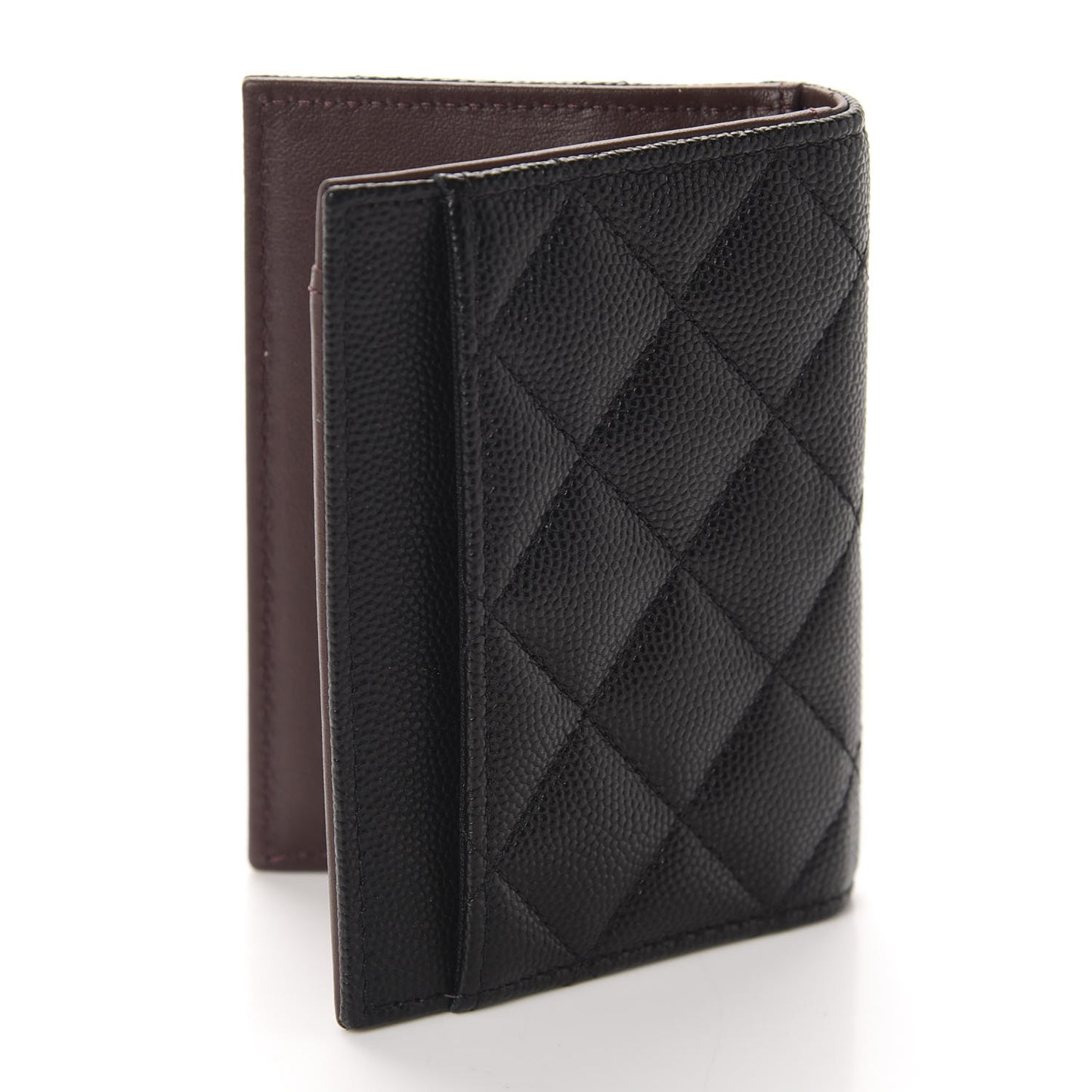 Caviar Quilted Card Holder Wallet Black