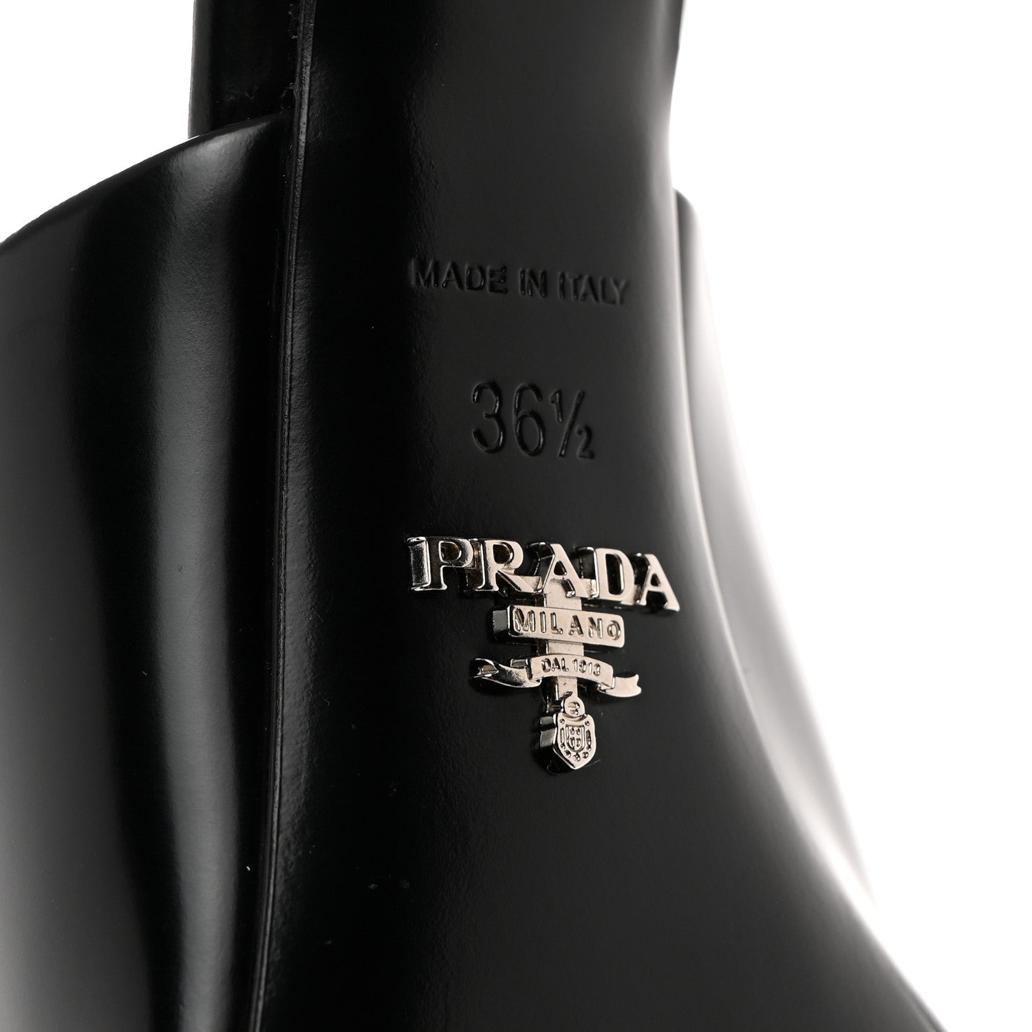 Prada Spazzolato Metal Triangle Logo 75mm Slide Sandals 36.5 Black 6 of 9