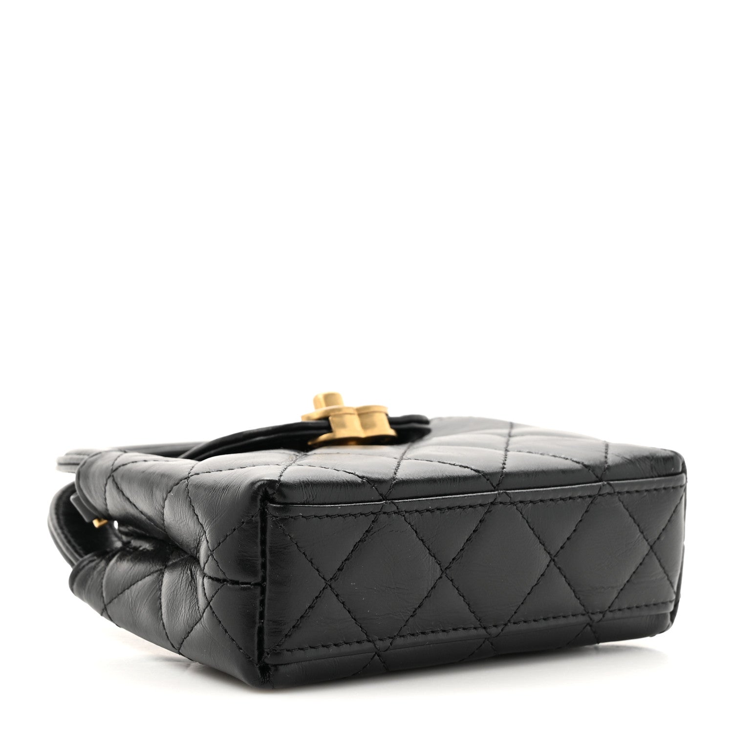 Chanel Shiny Aged Calfskin Quilted Mini Nano Kelly Shopper Black 3 of 10