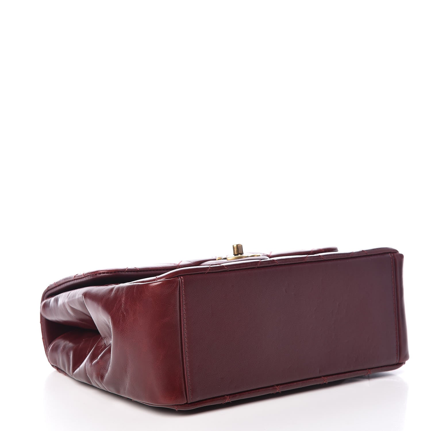 Chanel Calfskin Quilted Medium Gold Bar Top Handle Flap Burgundy 4 of 12