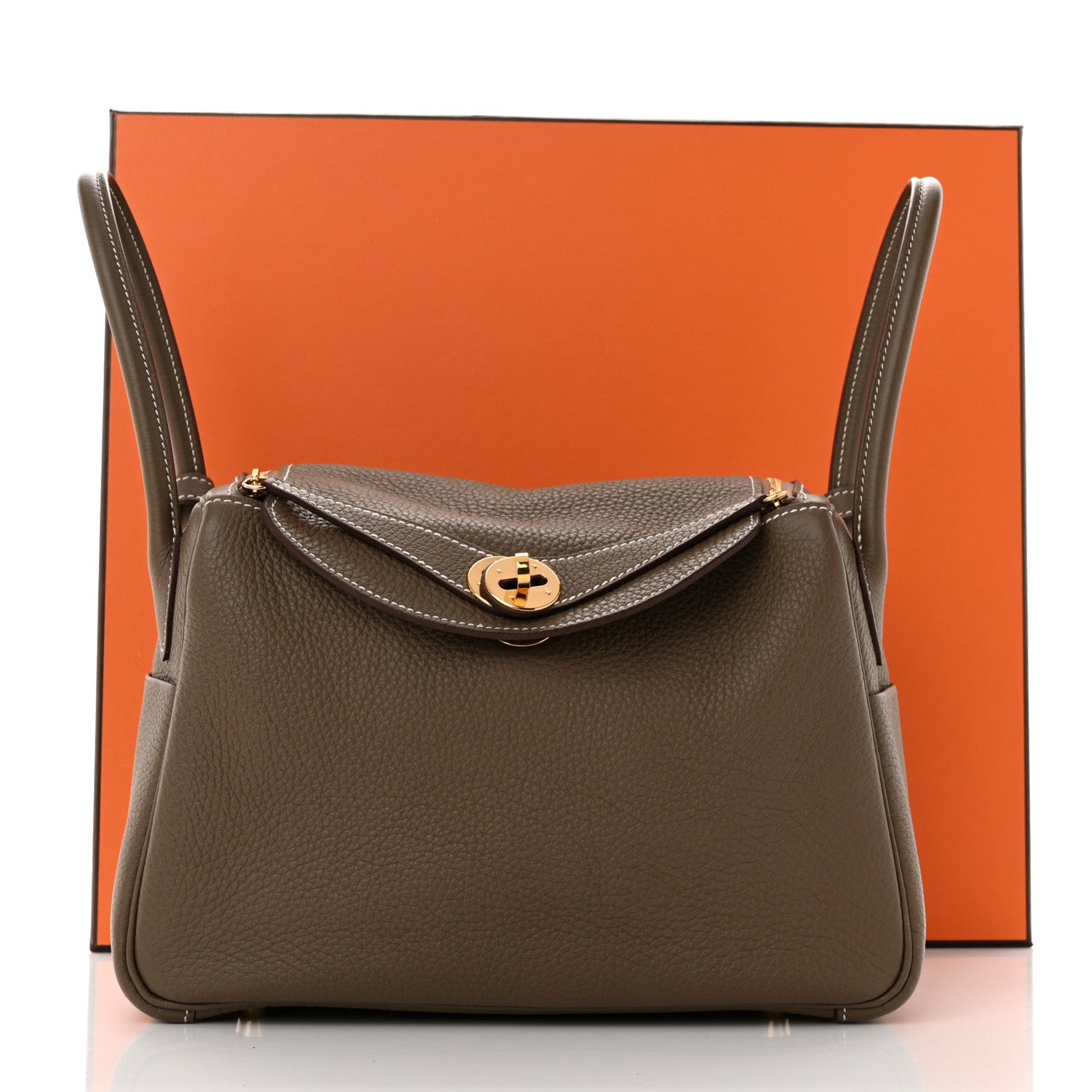 Hermes Taurillon Clemence Lindy 26 Etoupe 11 of 11
