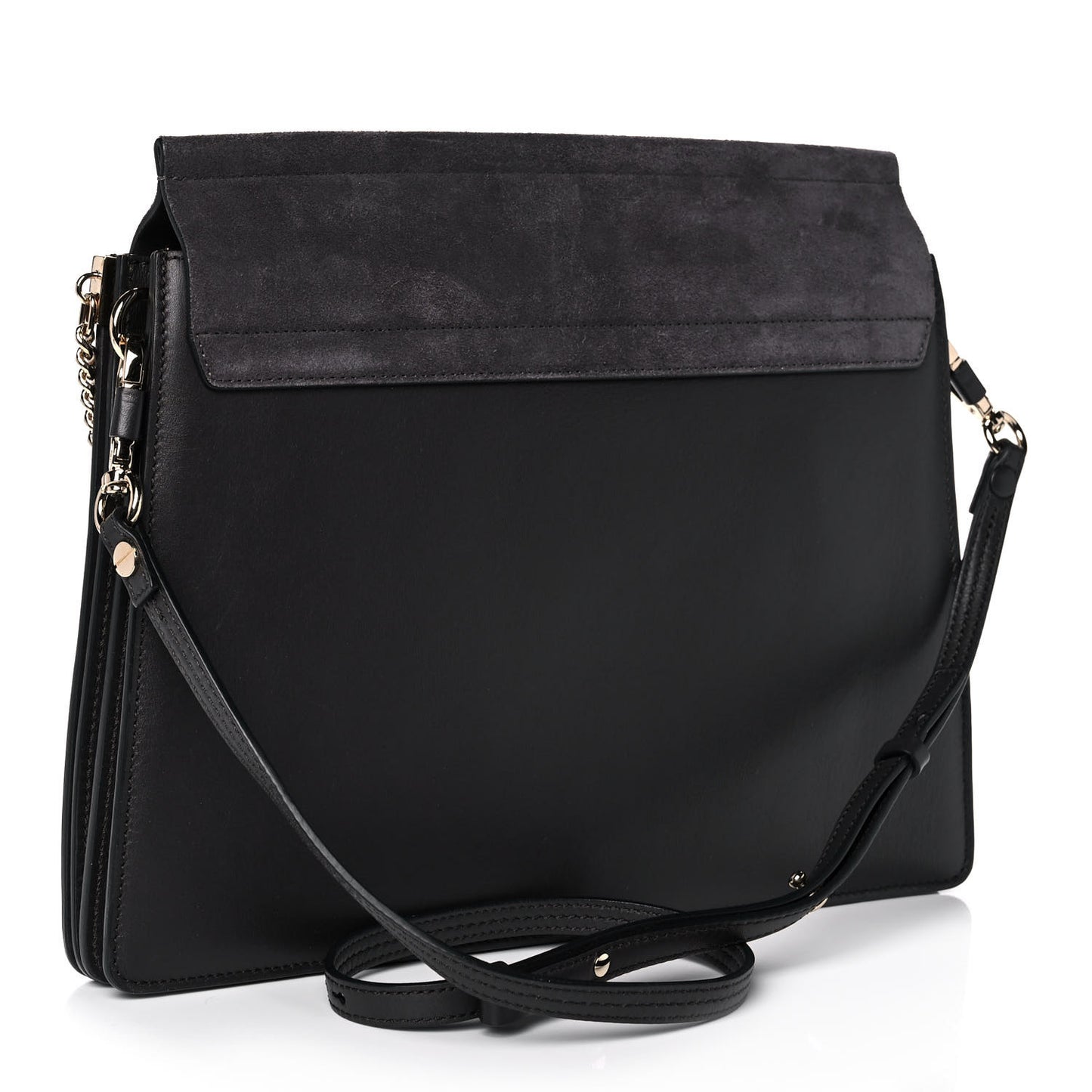 Suede Calfskin Medium Faye Shoulder Bag Carbon Grey
