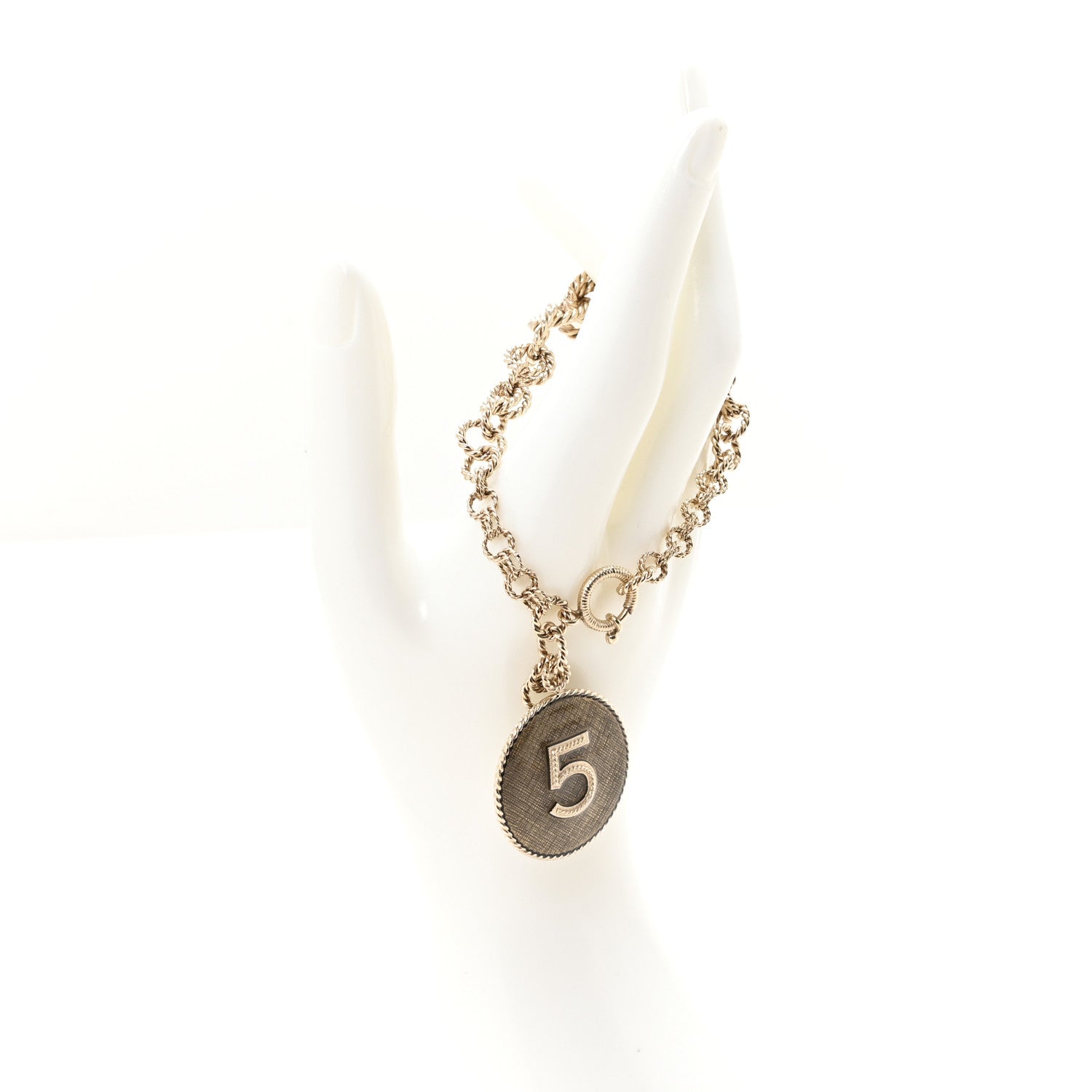 Chanel CC N°5 Medallion Bracelet Golden Green 2 of 5
