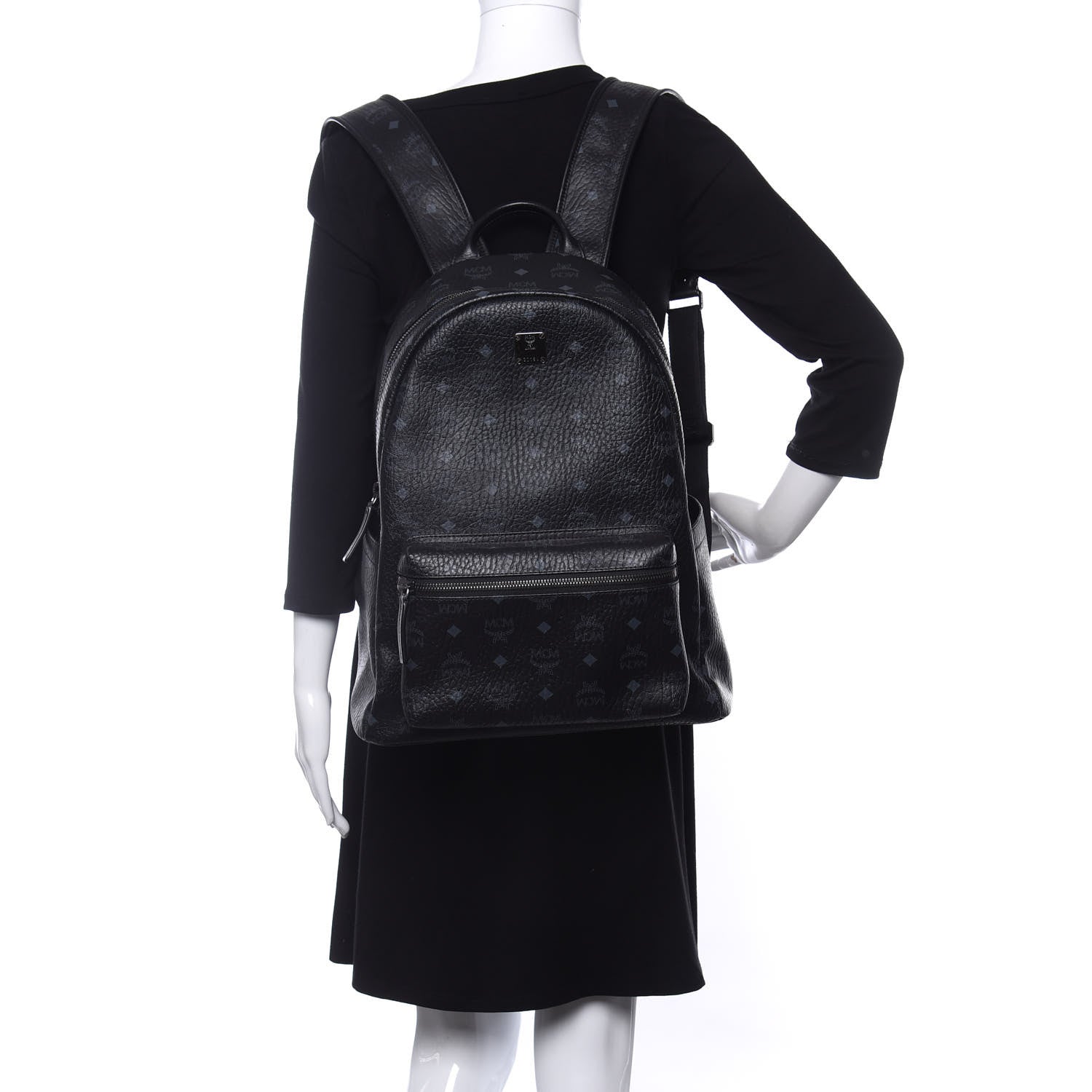 MCM Visetos Medium Stark Backpack Black 2 of 9