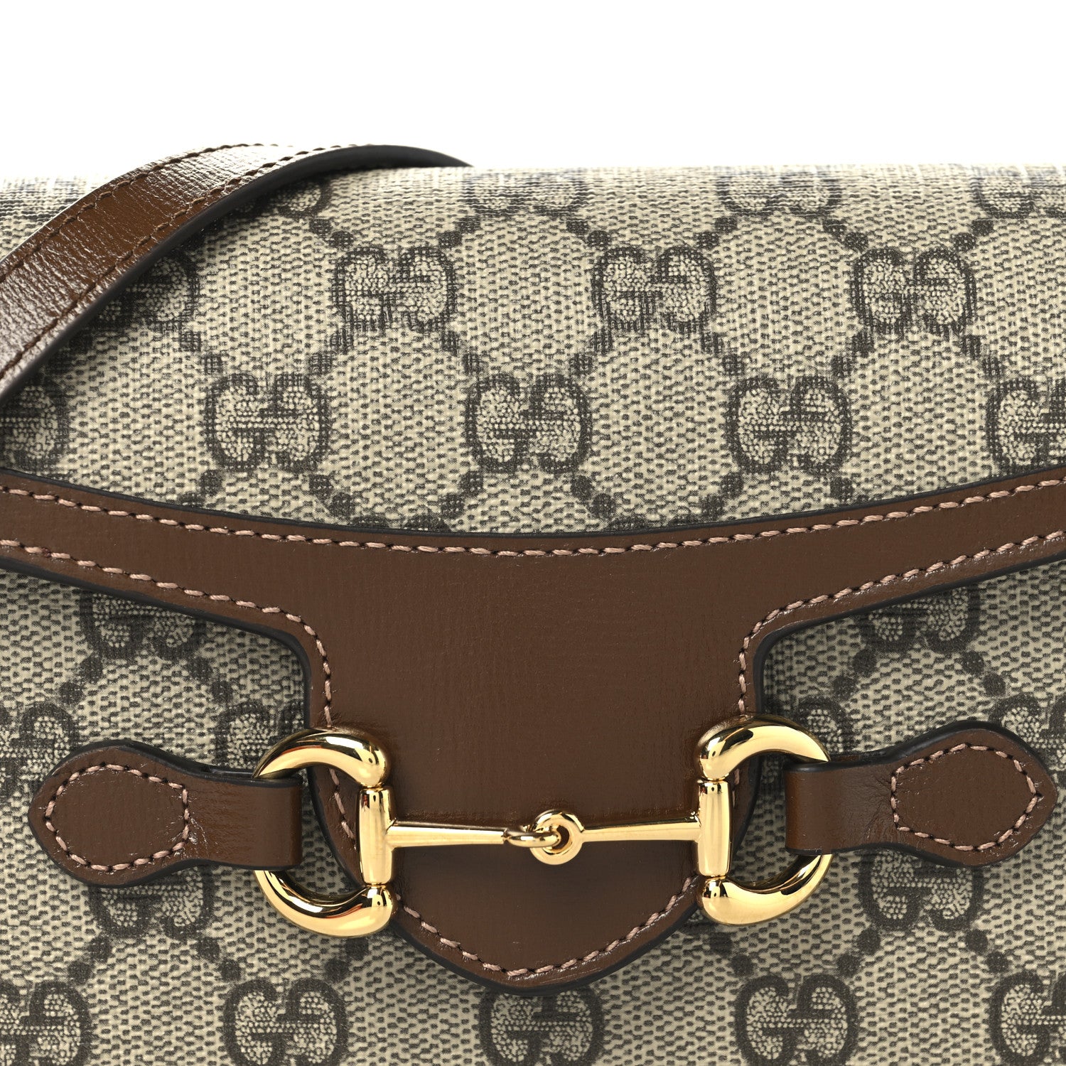 Gucci GG Supreme Monogram Mini Horsebit 1955 Shoulder Bag Beige Brown Sugar 8 of 12