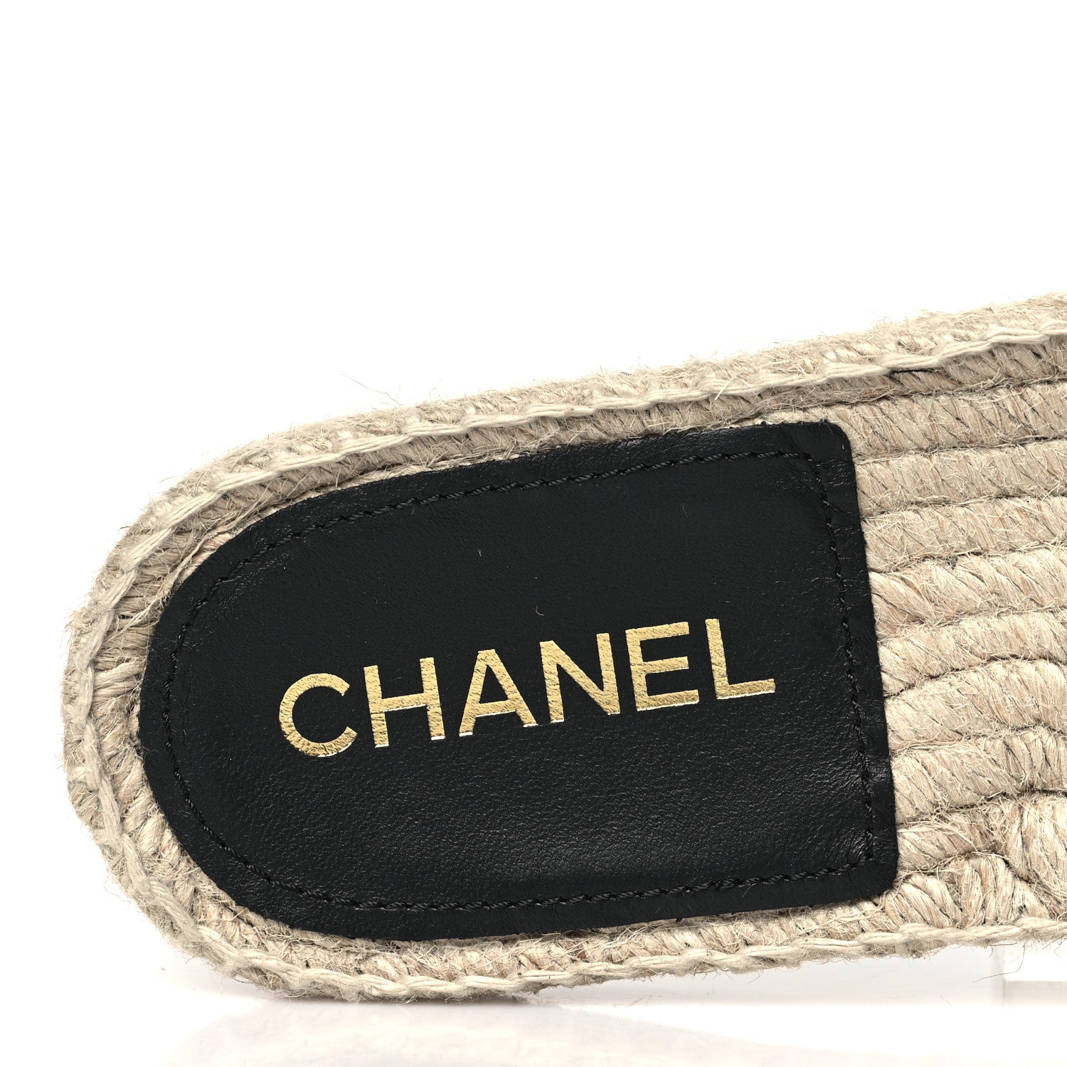 Chanel Wool Laminated Lambskin CC Slide Sandals 37 Black Gold 7 of 7