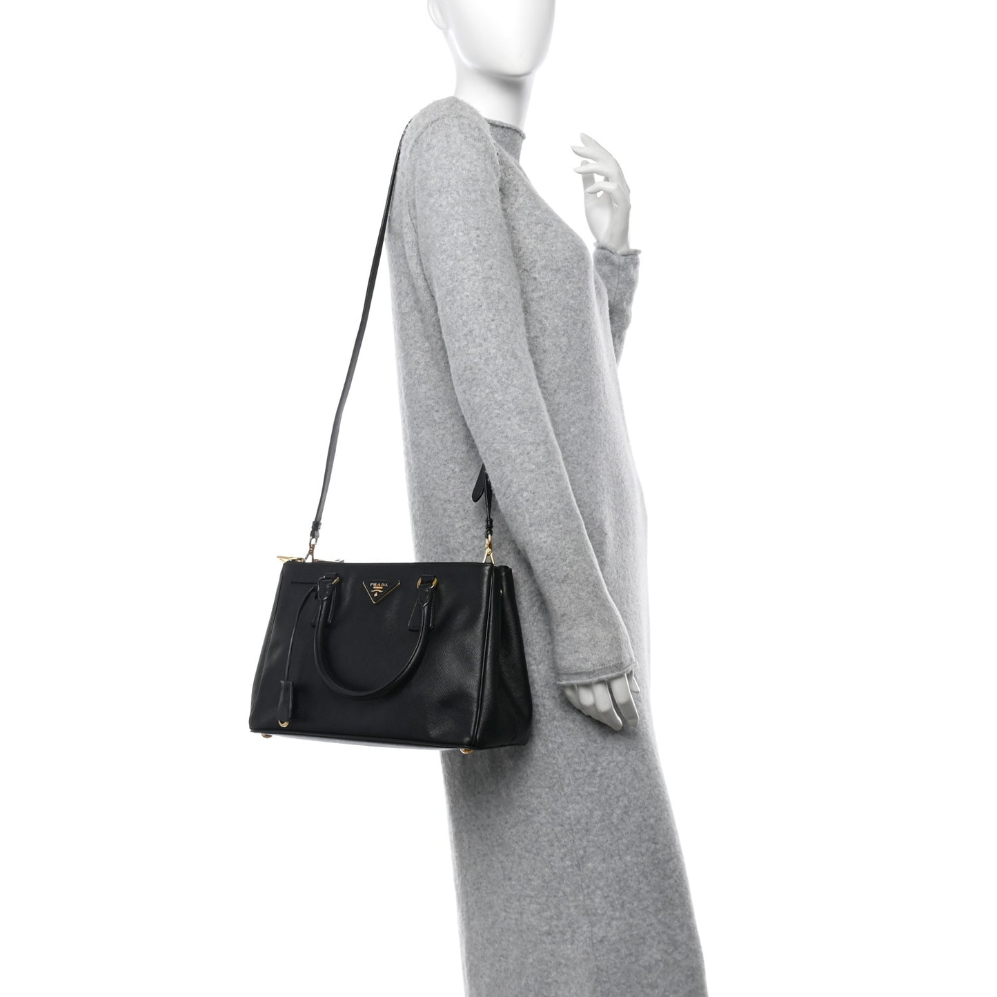 Saffiano Small Galleria Double Zip Tote Black