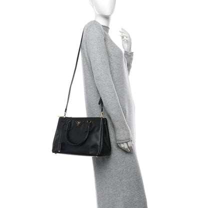 Prada Saffiano Small Galleria Double Zip Tote Black 2 of 14