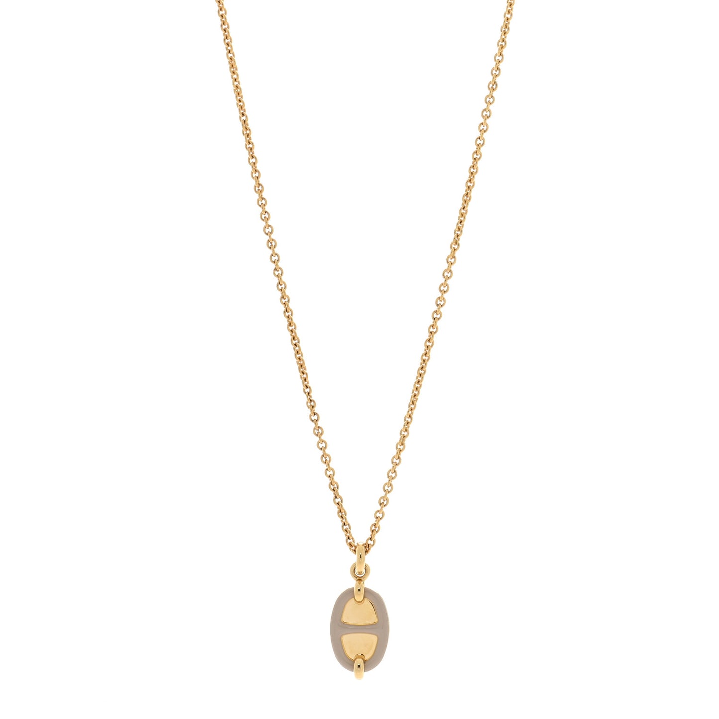 Metal Enamel Mini Maillon Pendant Necklace Marron Glace