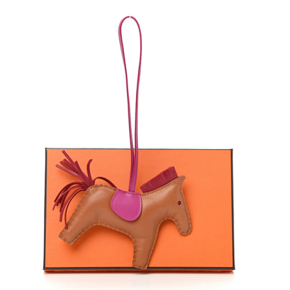 Hermes Milo Lambskin Grigri Rodeo Horse Bag Charm MM Gold Rubis Rose Pourpre 4 of 4