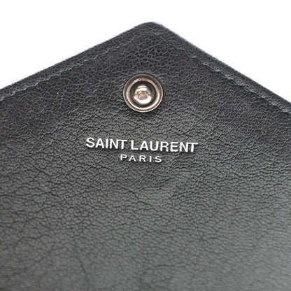 Saint Laurent Calfskin Matelasse Chevron Monogram Envelope Chain Wallet Black 6 of 11