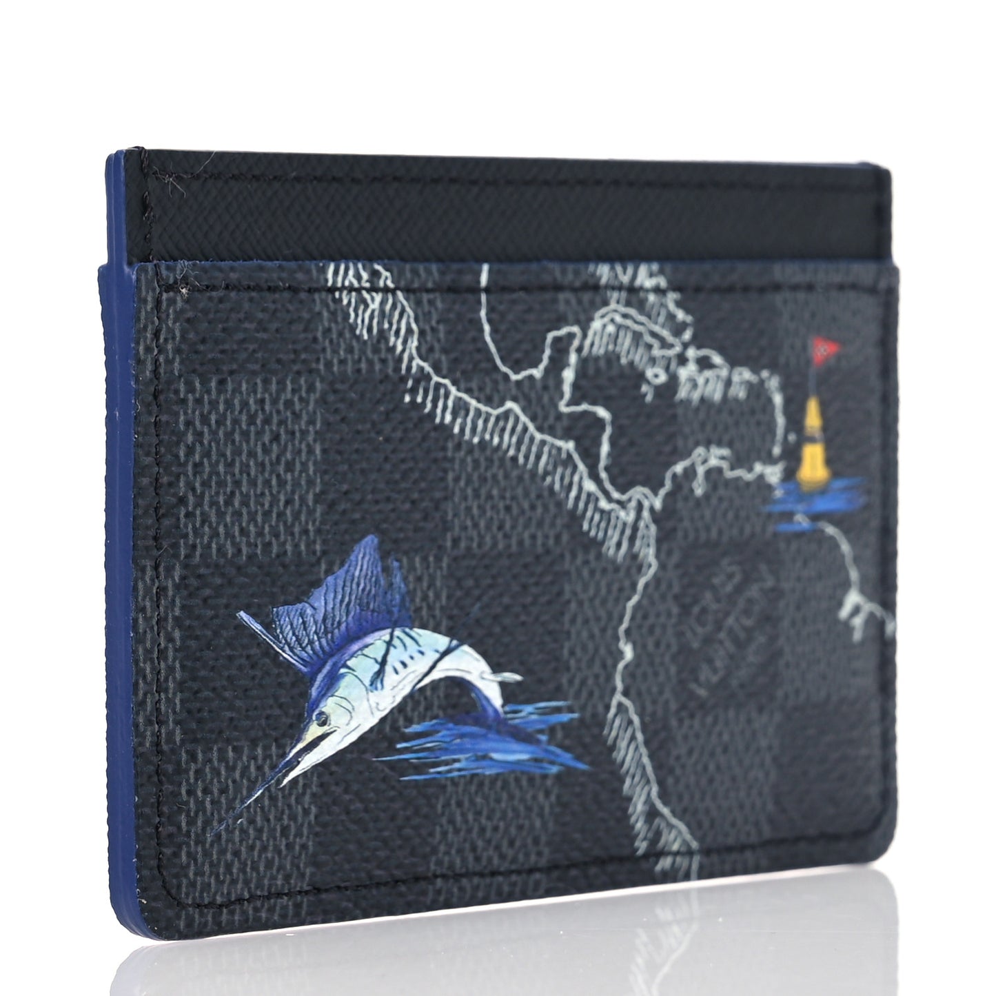 Damier Graphite World Map Porte Cartes Simple
