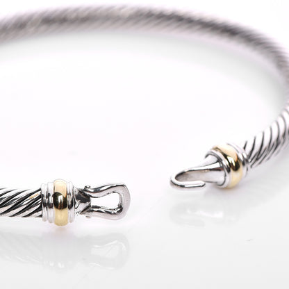 David Yurman Sterling Silver 18K Yellow Gold 4mm Cable Buckle Bracelet 5 of 5