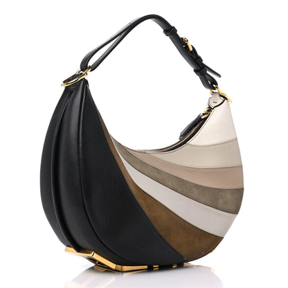 Fendi Vitello Seta Goatskin Suede Rainbow Inlay Small Fendigraphy Hobo Bag Grigio Multicolor Ebano 3 of 15