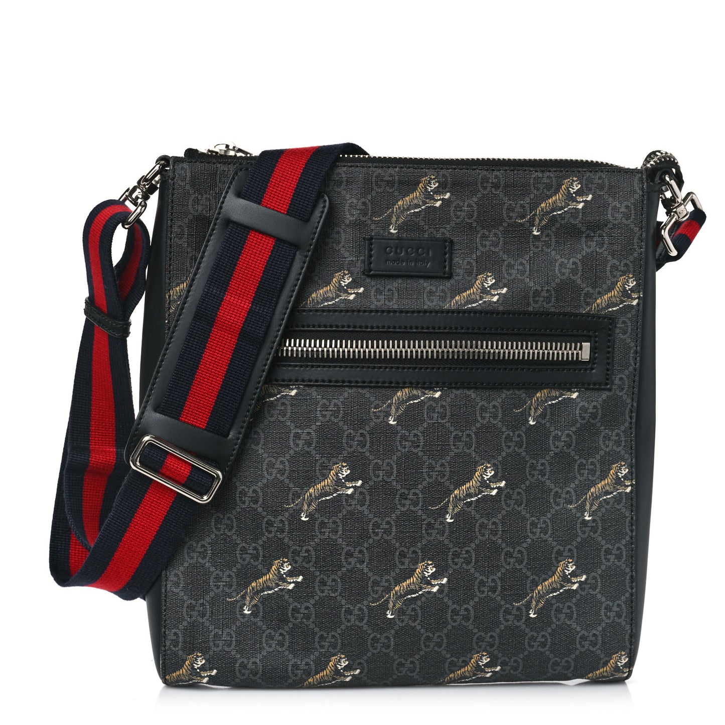 Gucci GG Supreme Monogram Tigers Web Messenger Bag Black