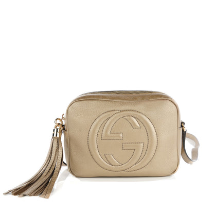 Gucci Metallic Pebbled Calfskin Small Soho Disco Bag Golden Beige 1 of 7