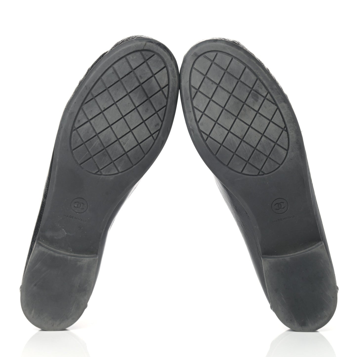 Crackled Patent Calfskin CC Mocassin Loafers 38.5 Black