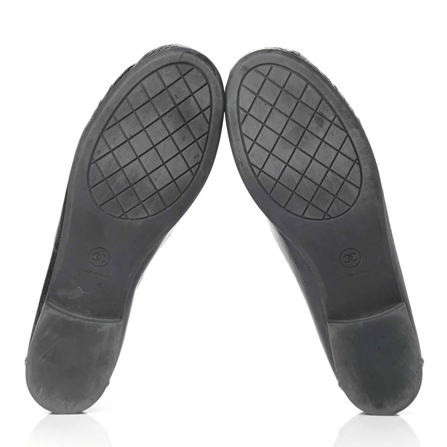 Chanel Crackled Patent Calfskin CC Mocassin Loafers 38.5 Black 5 of 11