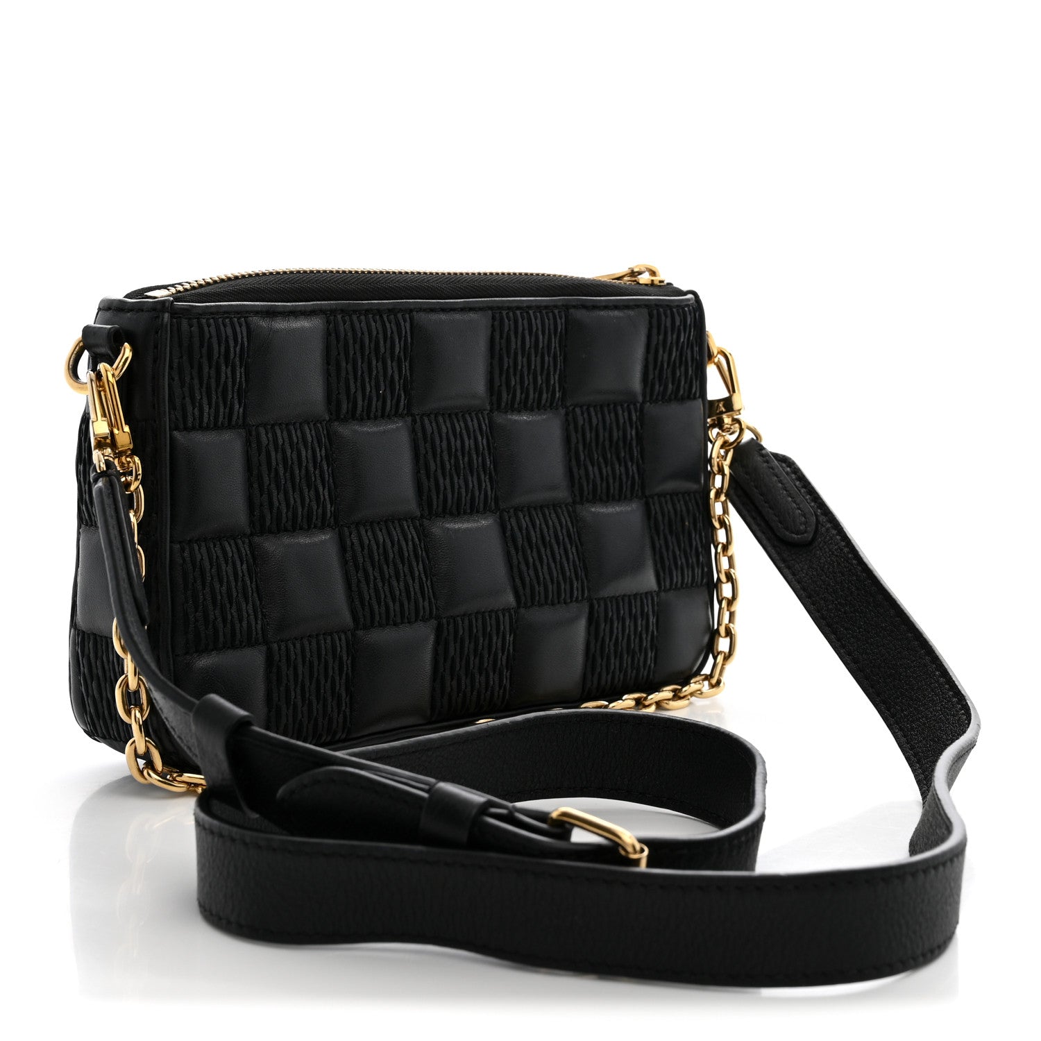 Louis Vuitton Lambskin Damier Quilt Troca PM Black 3 of 11