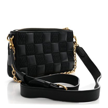 Louis Vuitton Lambskin Damier Quilt Troca PM Black 3 of 11