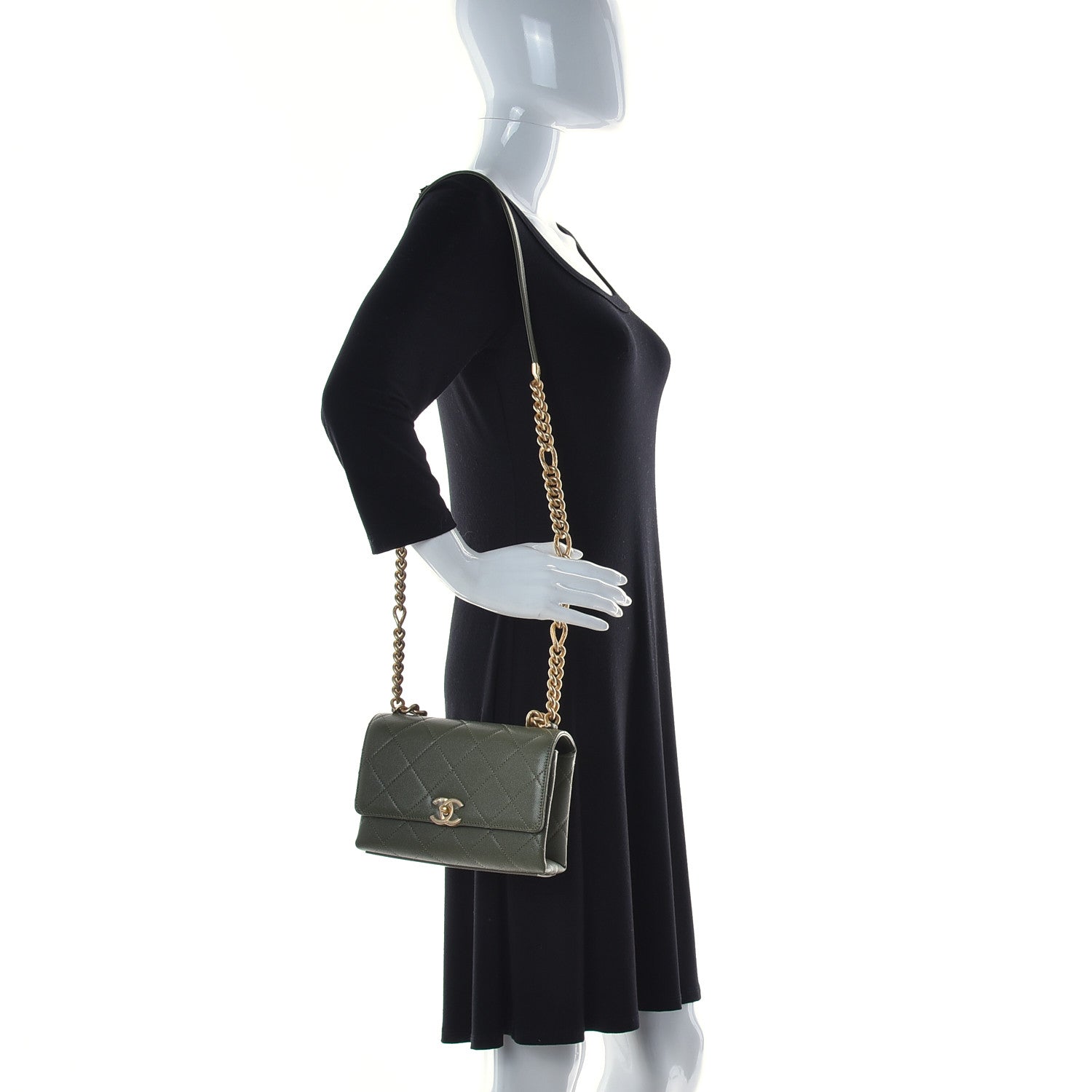 Chanel Caviar Quilted Mini Bracelet On Chain Flap Grey 2 of 11