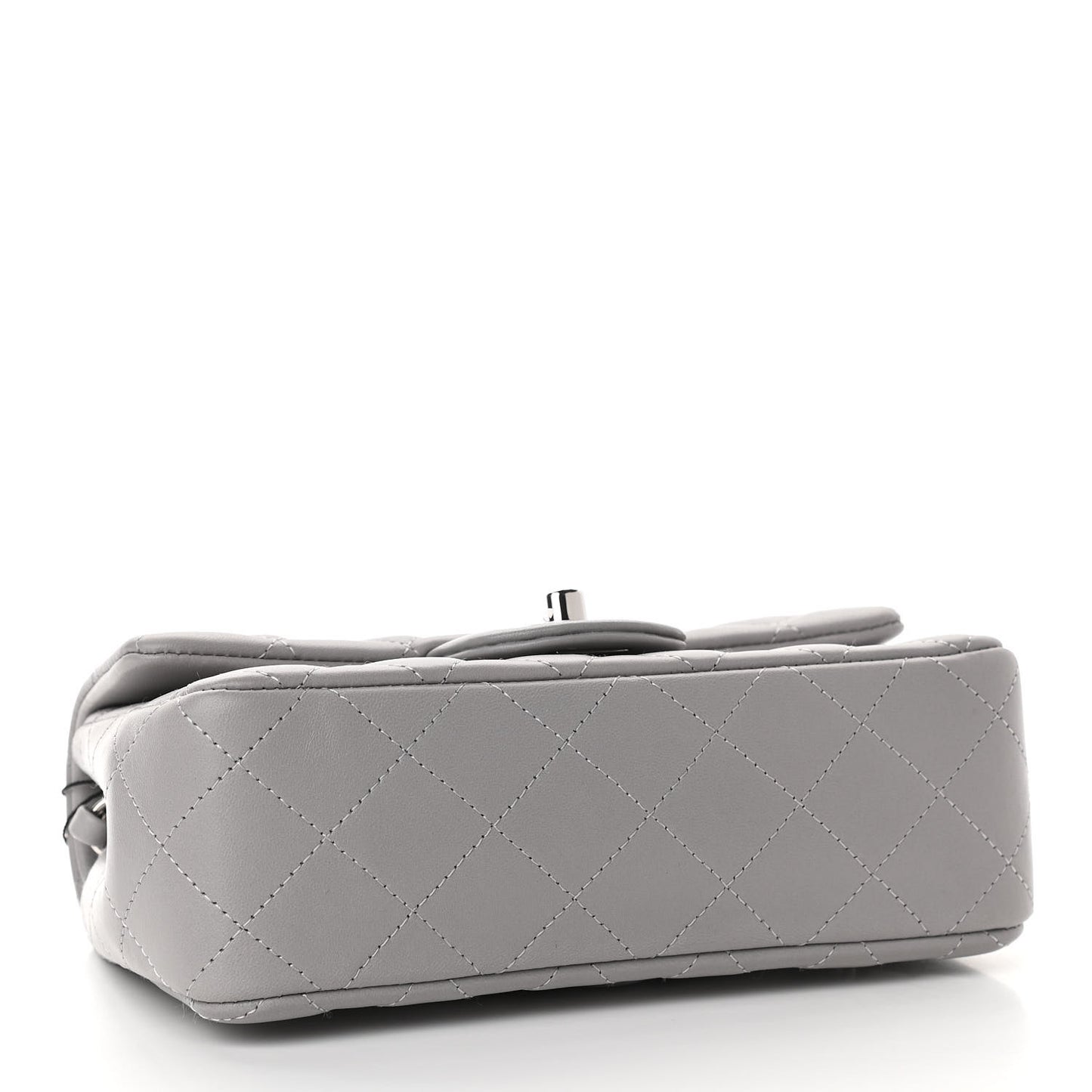 Lambskin Quilted Mini Rectangular Flap Grey