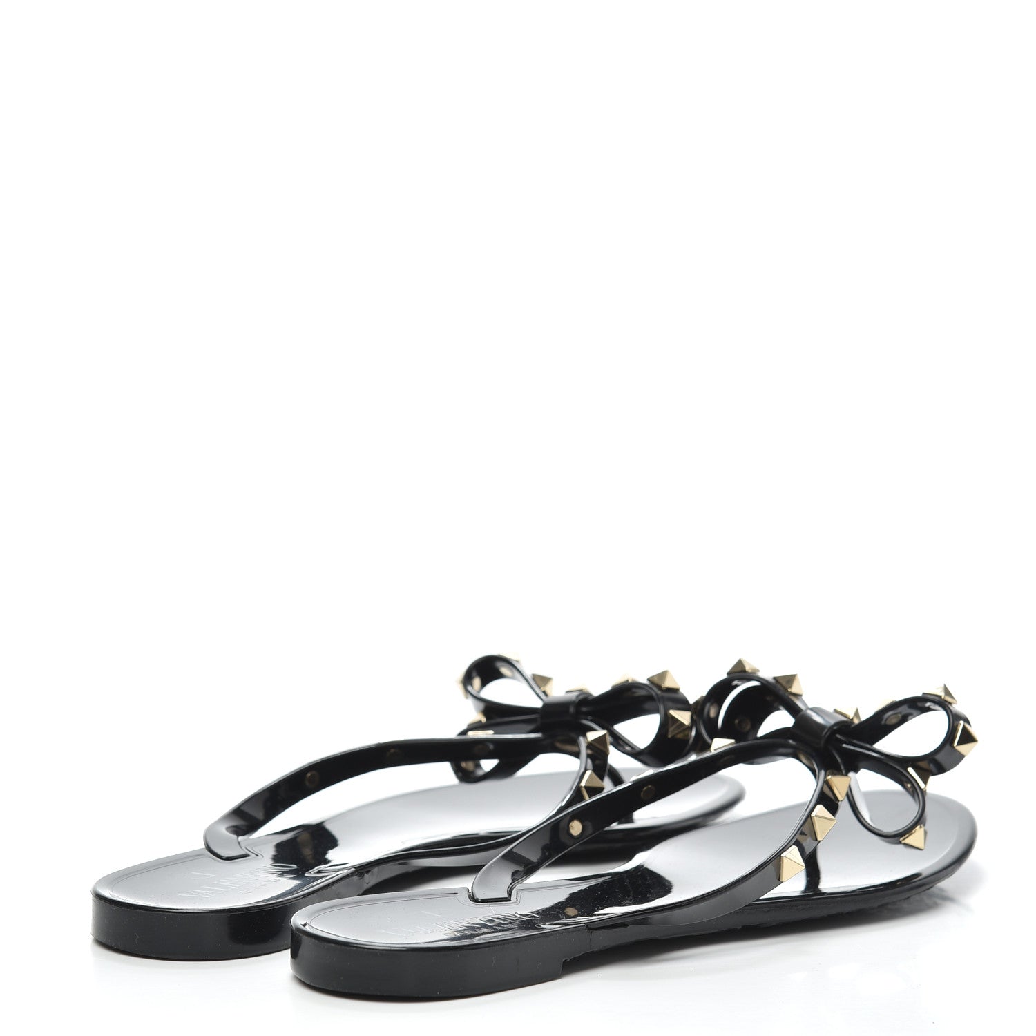 Valentino Garavani PVC Jelly Rockstud Bow Thong Sandals 39 Black 4 of 7