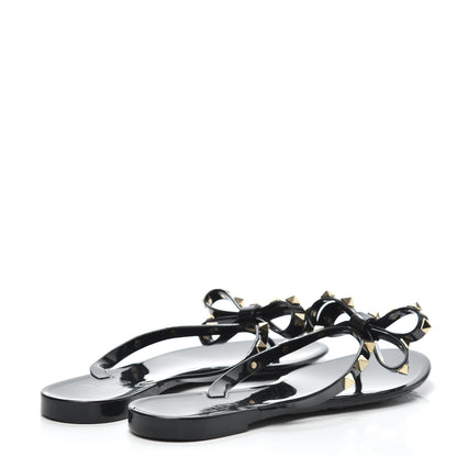Valentino Garavani PVC Jelly Rockstud Bow Thong Sandals 39 Black 4 of 7
