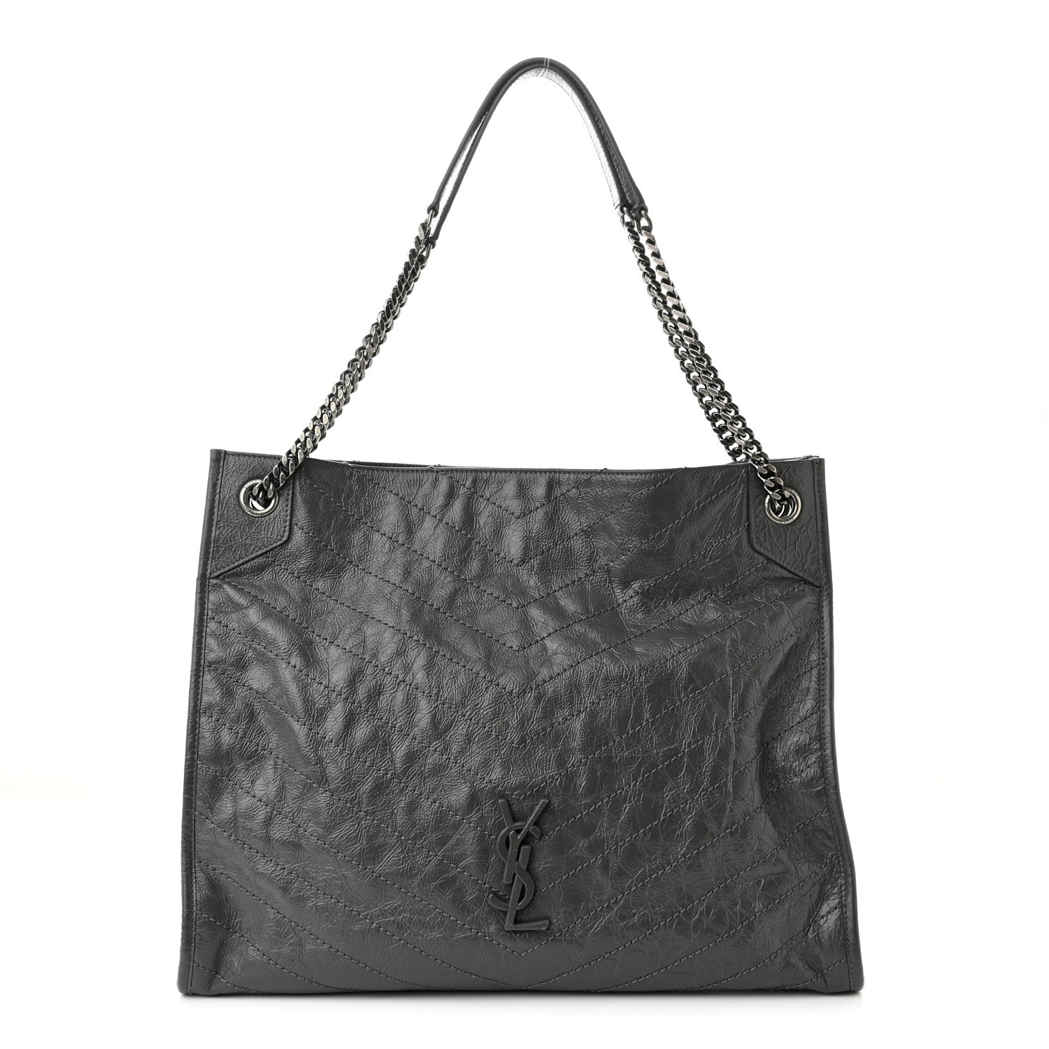 Saint Laurent Crinkled Calfskin Matelasse Monogram Niki Shoulder Bag Storm 1 of 10
