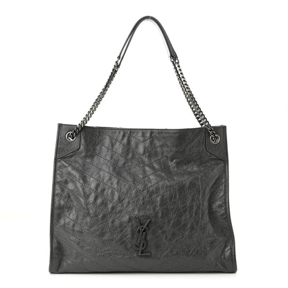 Saint Laurent Crinkled Calfskin Matelasse Monogram Niki Shoulder Bag Storm 1 of 10