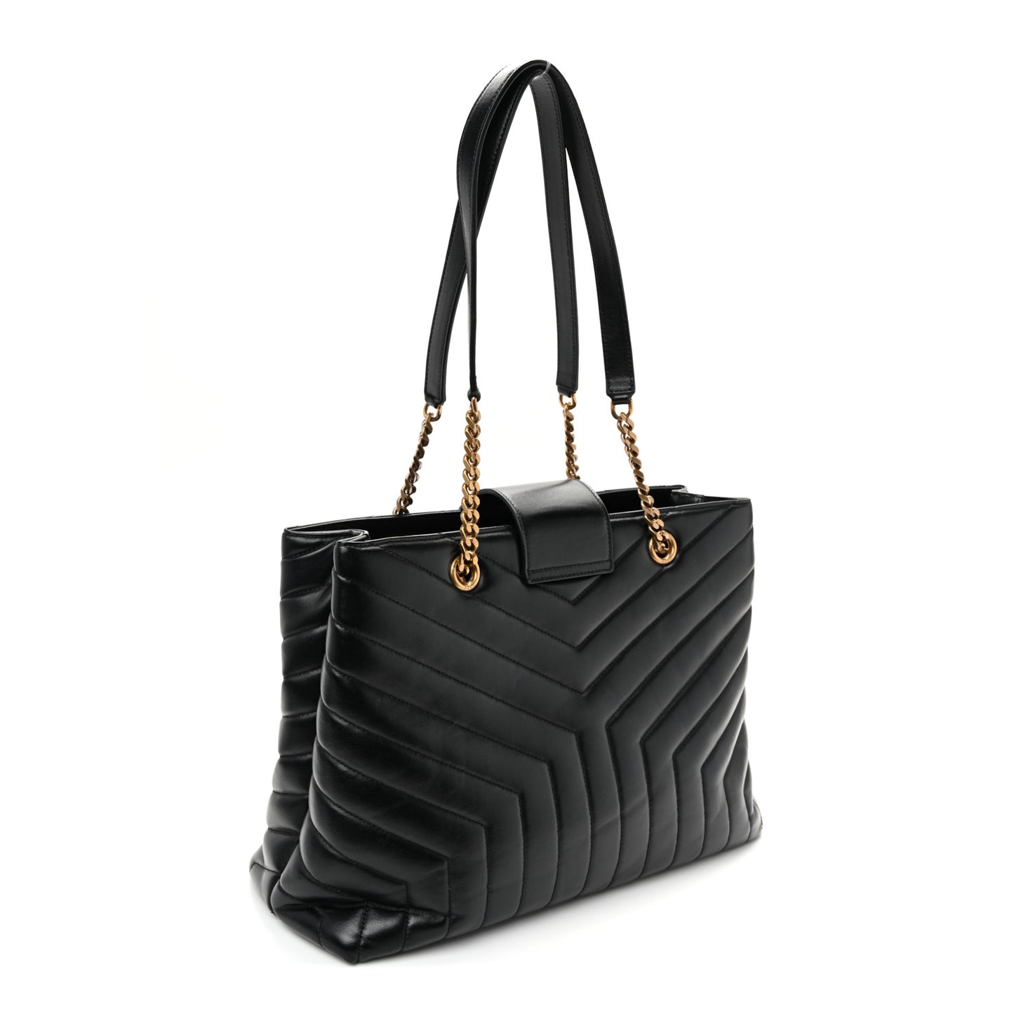 Calfskin Y Quilted Monogram Large Loulou Shopper Black