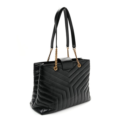 Saint Laurent Calfskin Y Quilted Monogram Large Loulou Shopper Black 3 of 12