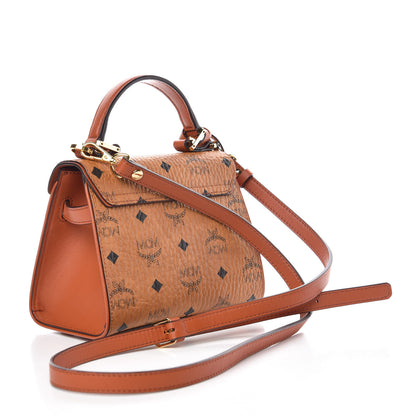 MCM Visetos X-Mini Heritage Top Handle Satchel Cognac 3 of 15