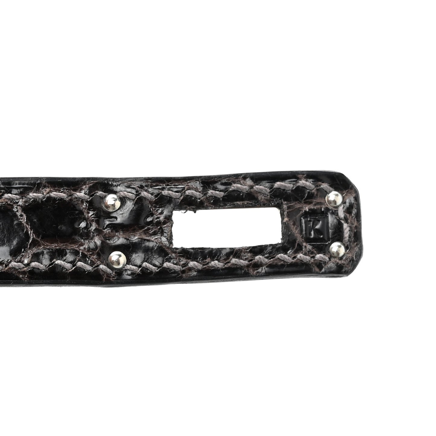 Shiny Niloticus Crocodile Kelly Pochette Graphite