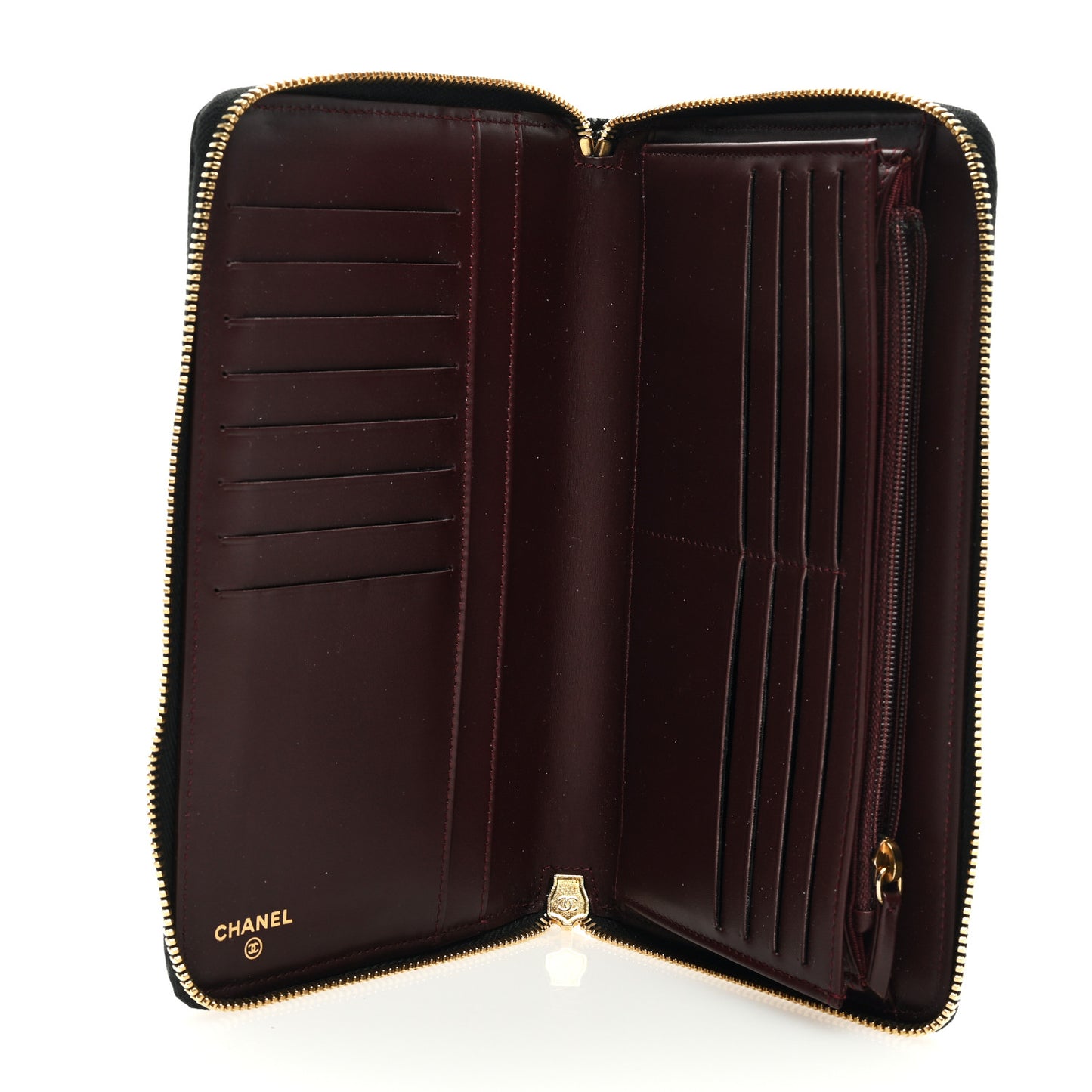 Caviar Quilted Large Zip Around Organizer Wallet Black